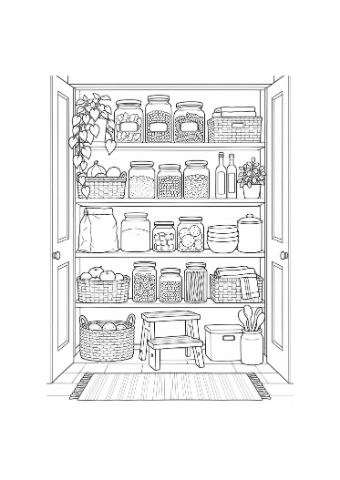 Small presentation of A shelf full of possibilities, an actual outline illustration