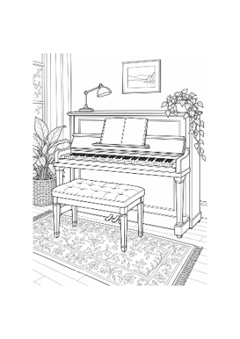 Small presentation of Piano Practice Corner, an actual outline illustration