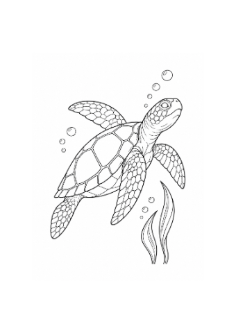 Small presentation of Sea Turtle in Open Water, an actual outline illustration