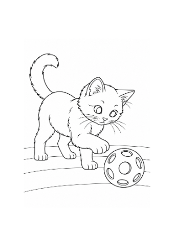 Small presentation of Cat and the Rolling Ball, an actual outline illustration