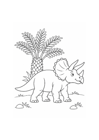 Small presentation of Triceratops and the Cycad, an actual outline illustration