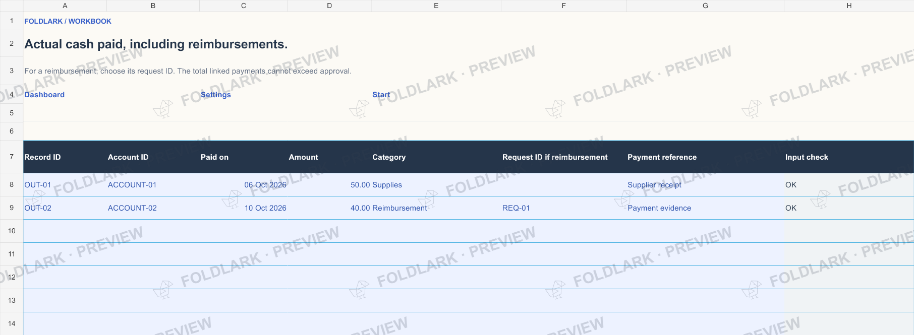 Expenses: actual marked preview