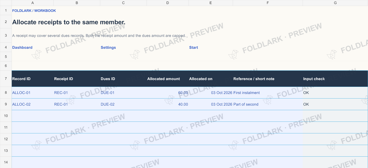 Allocations: actual marked preview