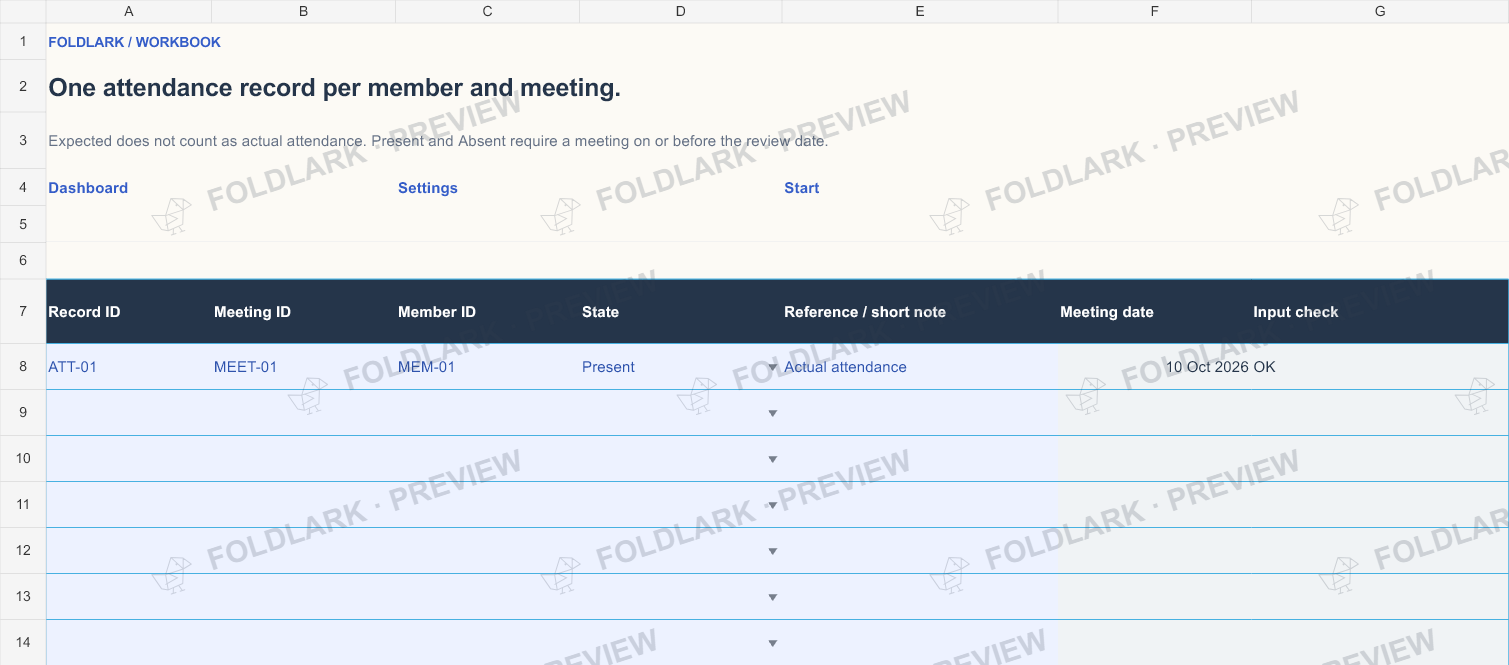 Attendance: actual marked preview