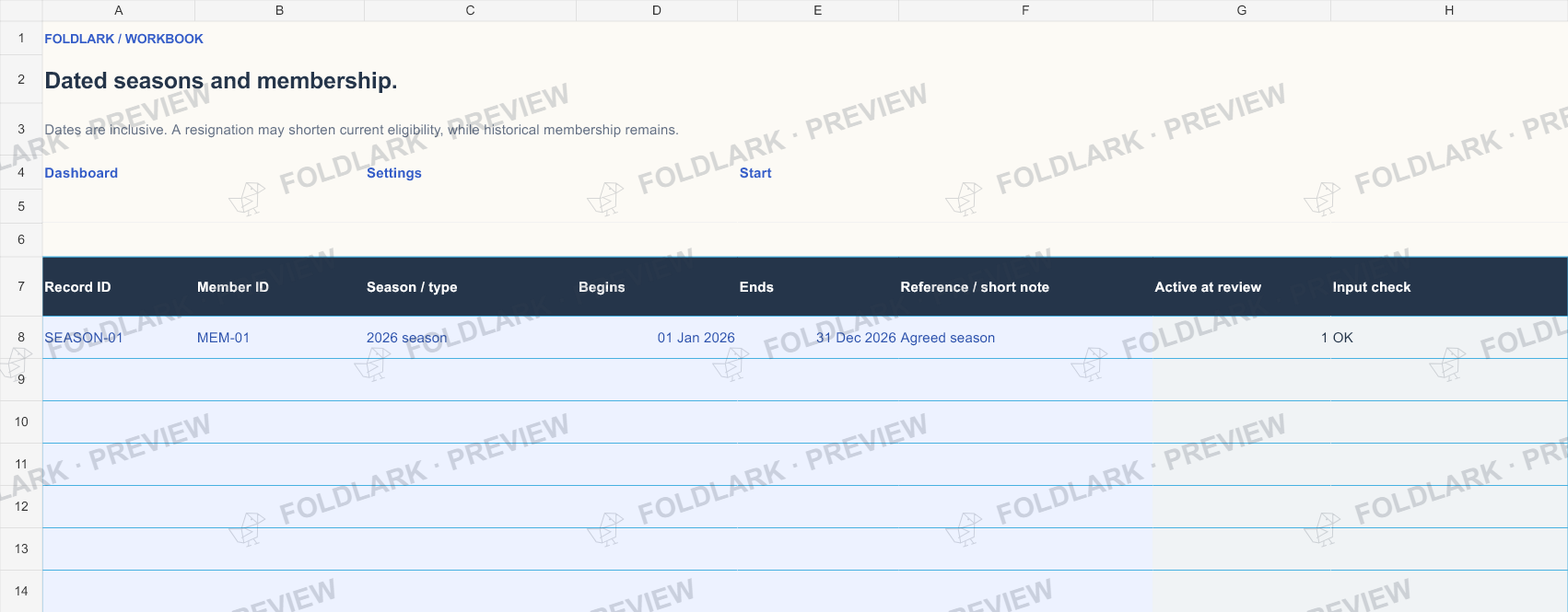 Memberships: actual marked preview