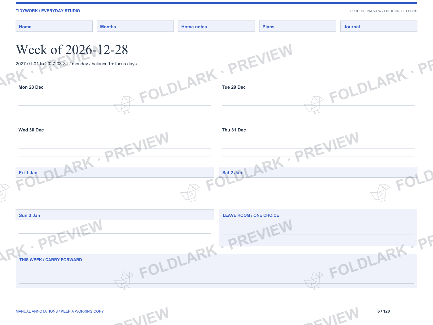 A balanced week: actual marked preview