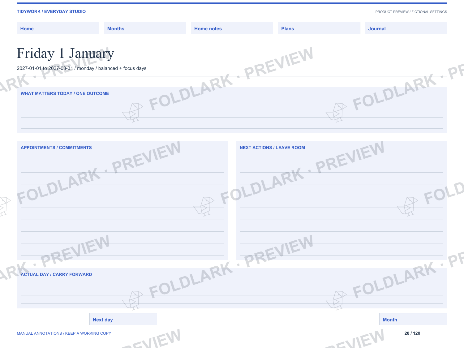 One daily focus: actual marked preview