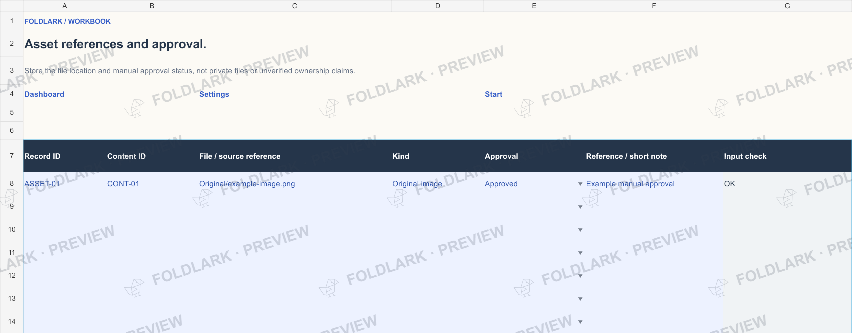 Assets: actual marked preview