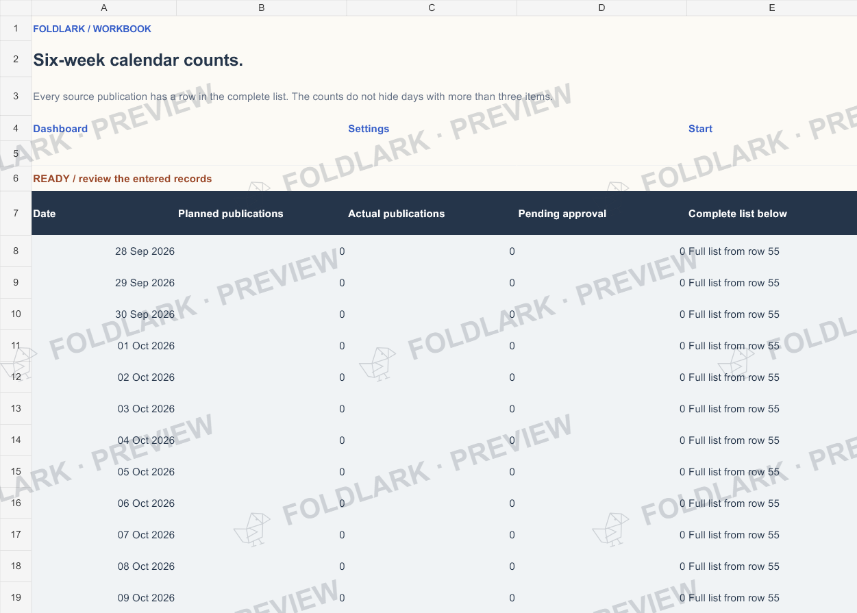 Calendar: actual marked preview