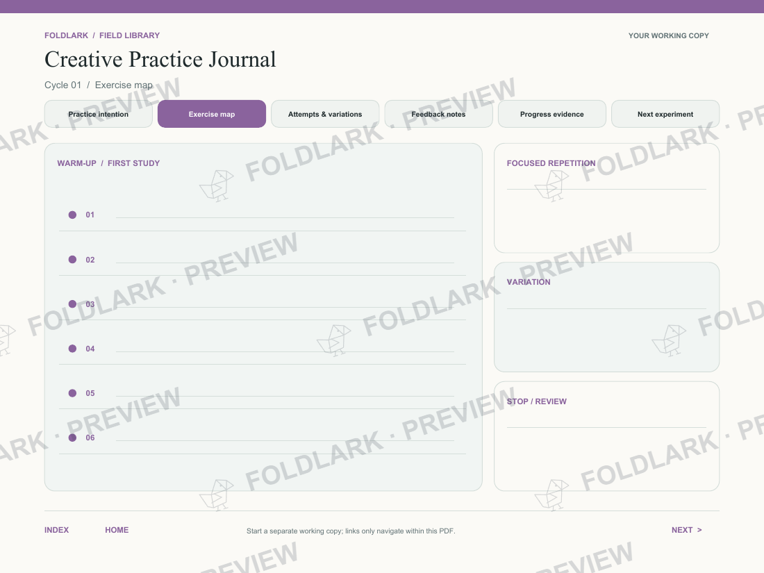 Exercise map: actual marked preview