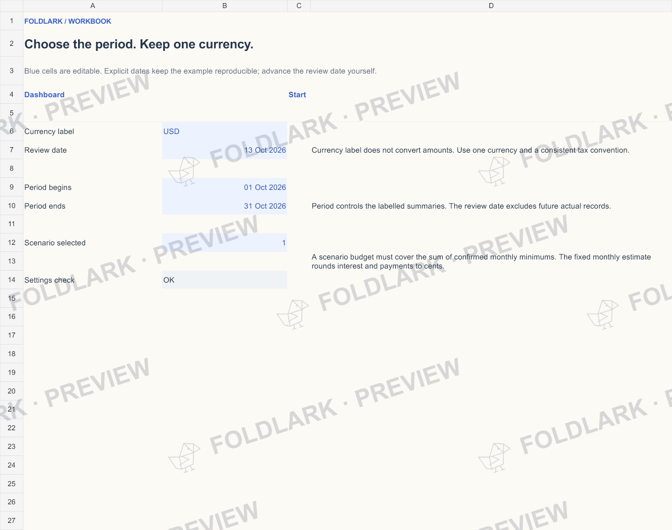Settings: actual marked preview