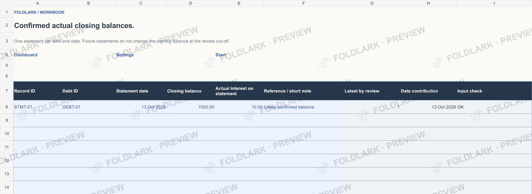 Statements: actual marked preview