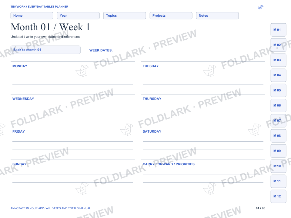 Month 01 / Week 1: actual marked preview