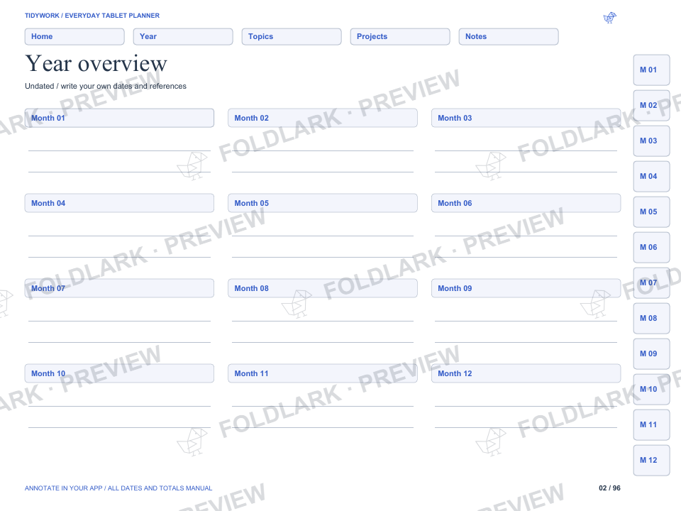Year overview: actual marked preview