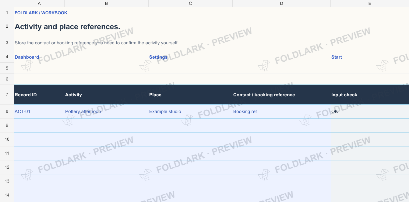 Activities: actual marked preview