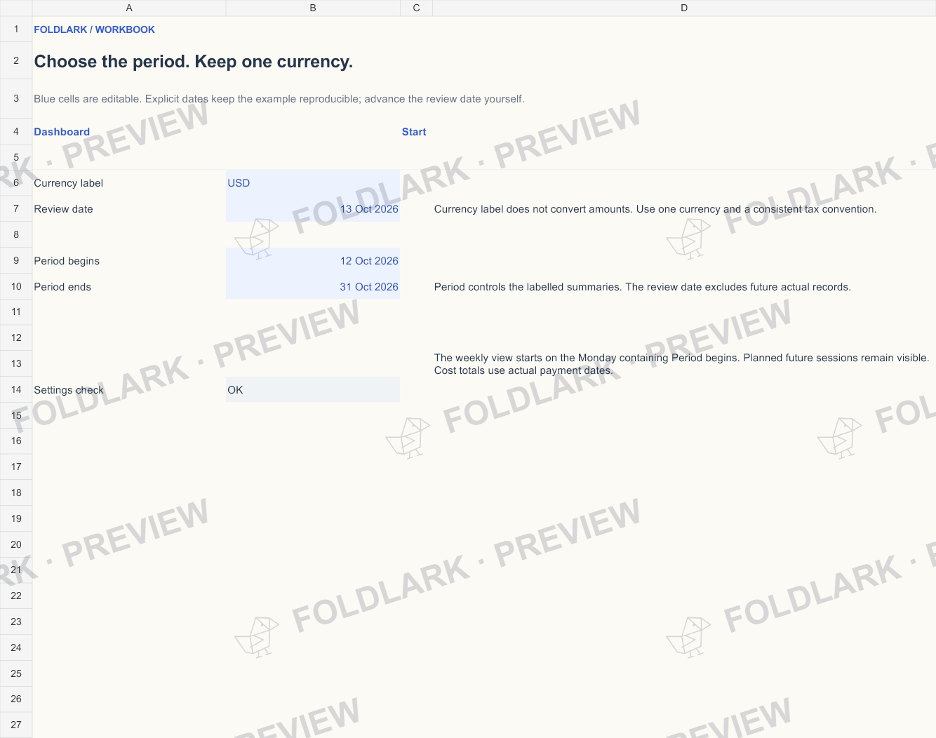 Settings: actual marked preview