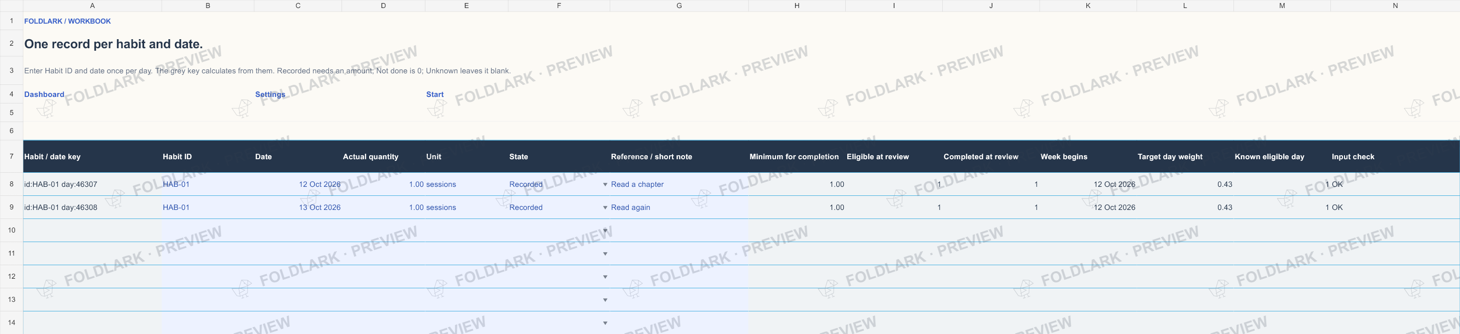 Daily Log: actual marked preview