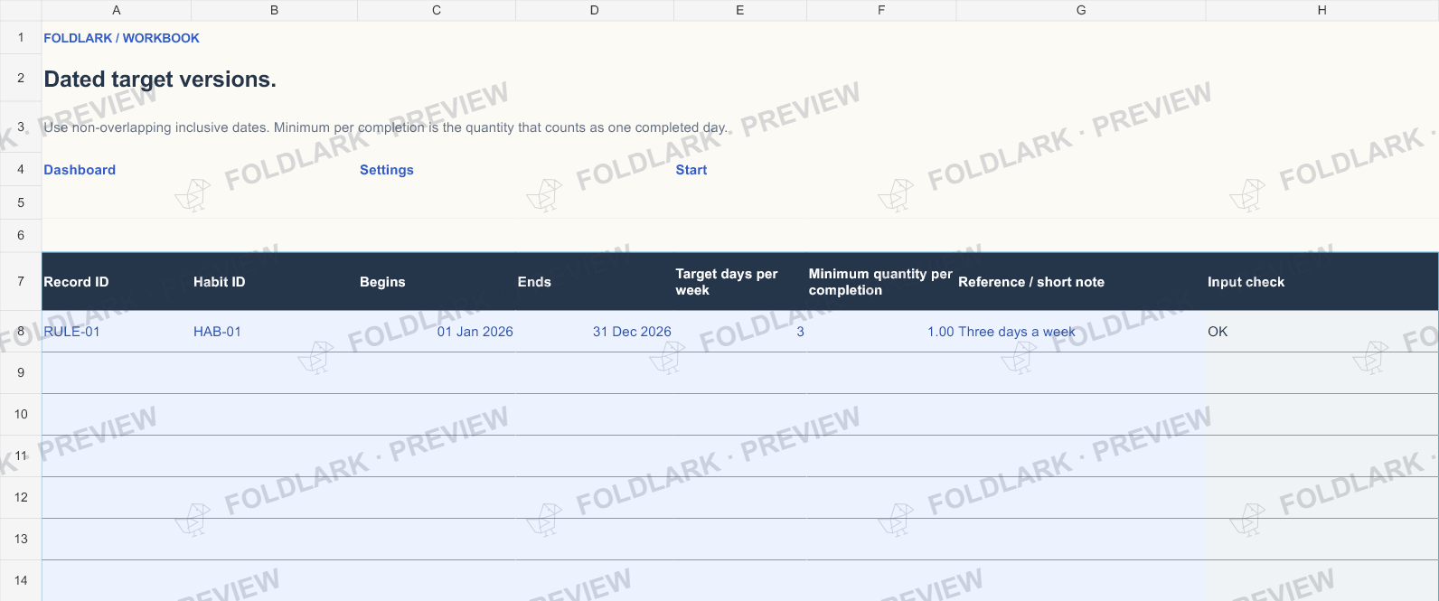 Schedule: actual marked preview