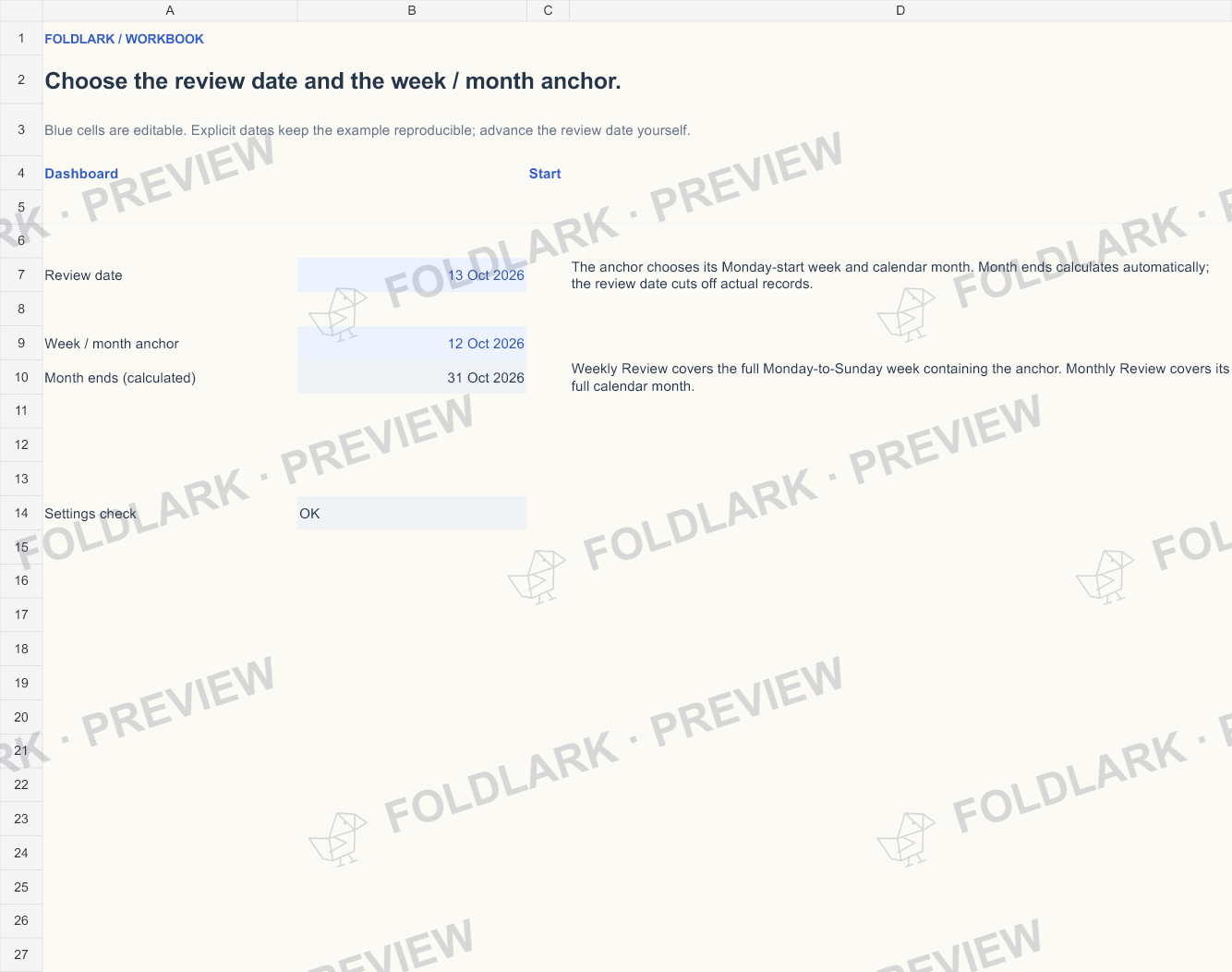 Settings: actual marked preview