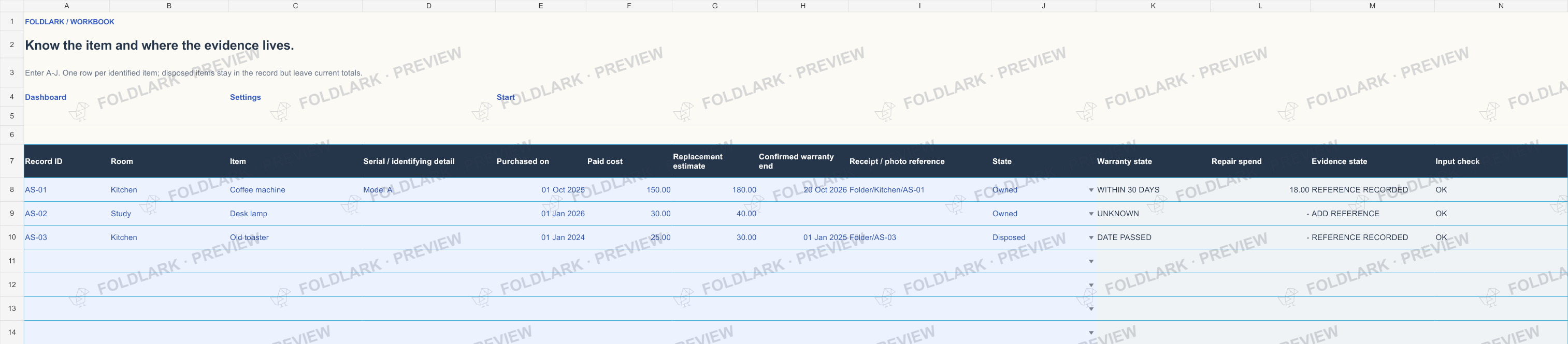Assets: actual marked preview