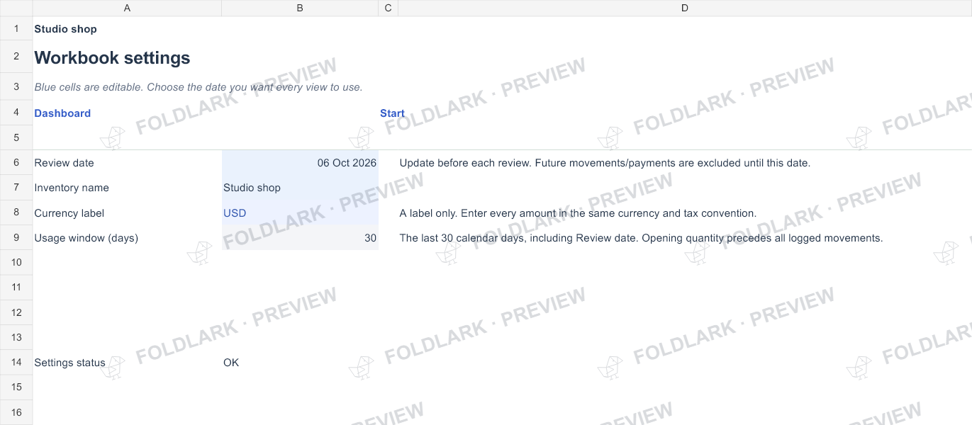 Settings: actual marked preview