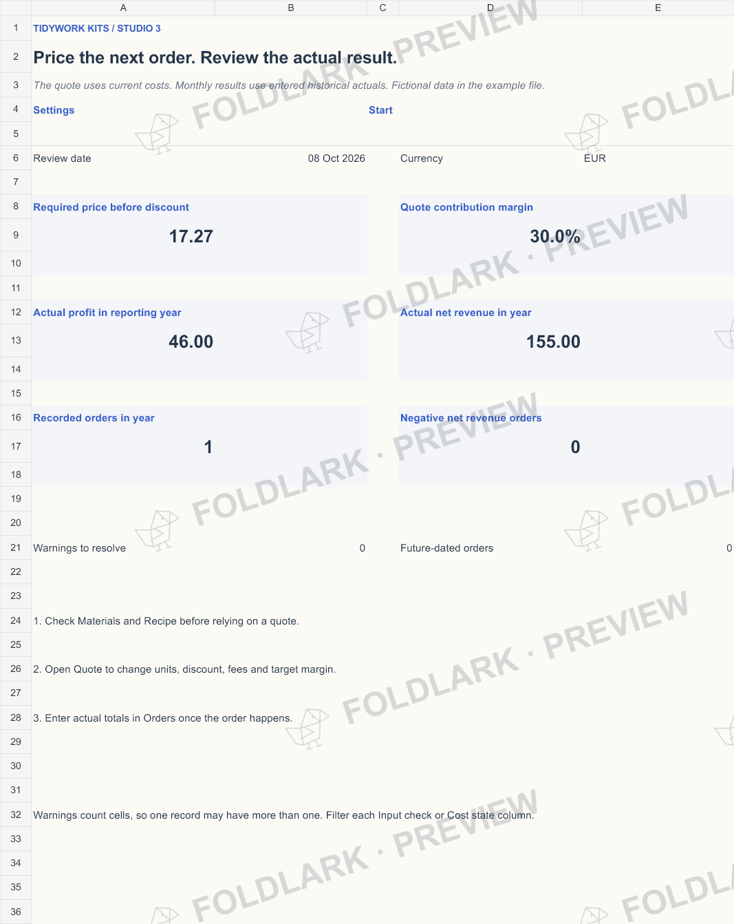 Dashboard: actual marked preview