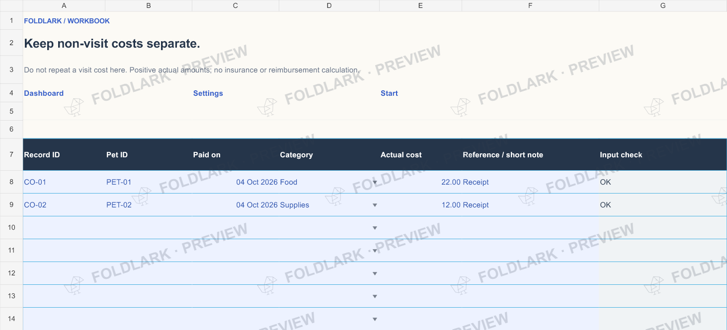 Costs: actual marked preview