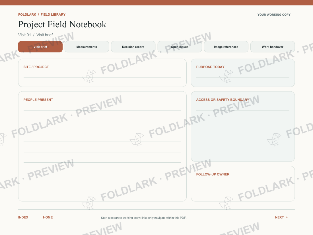Visit brief: actual marked preview