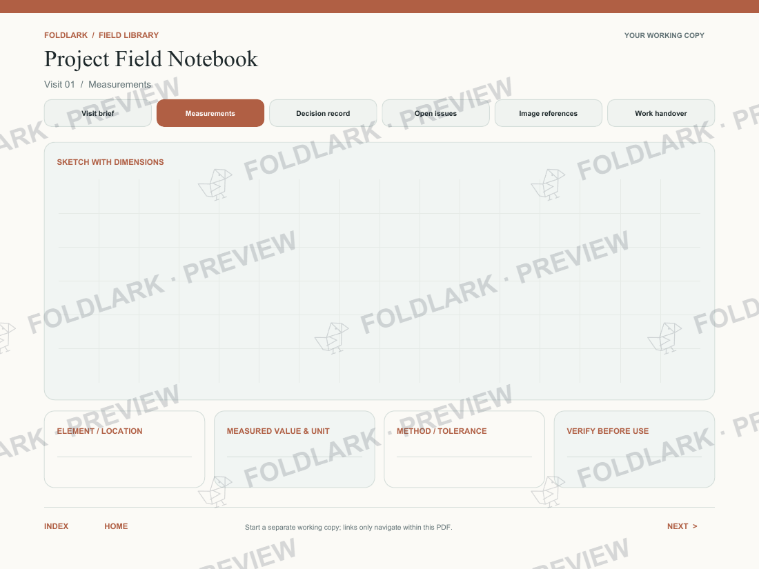 Measurements: actual marked preview