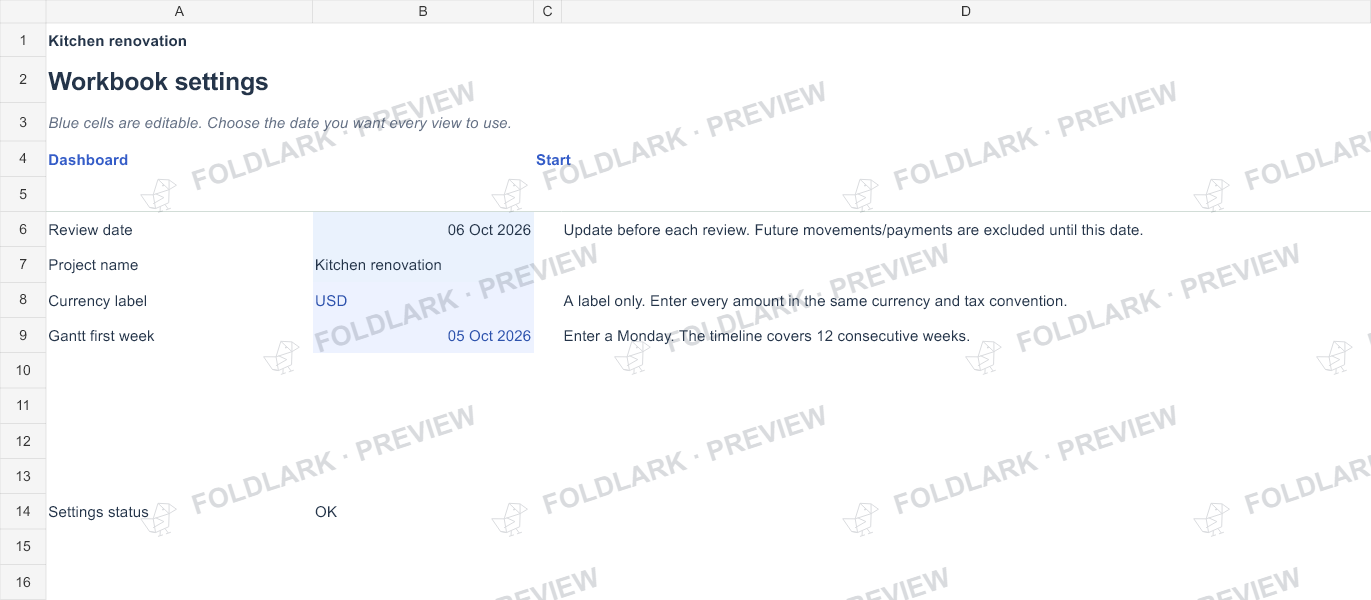 Settings: actual marked preview