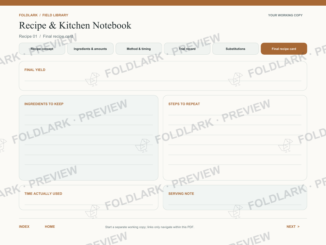 Final recipe card: actual marked preview