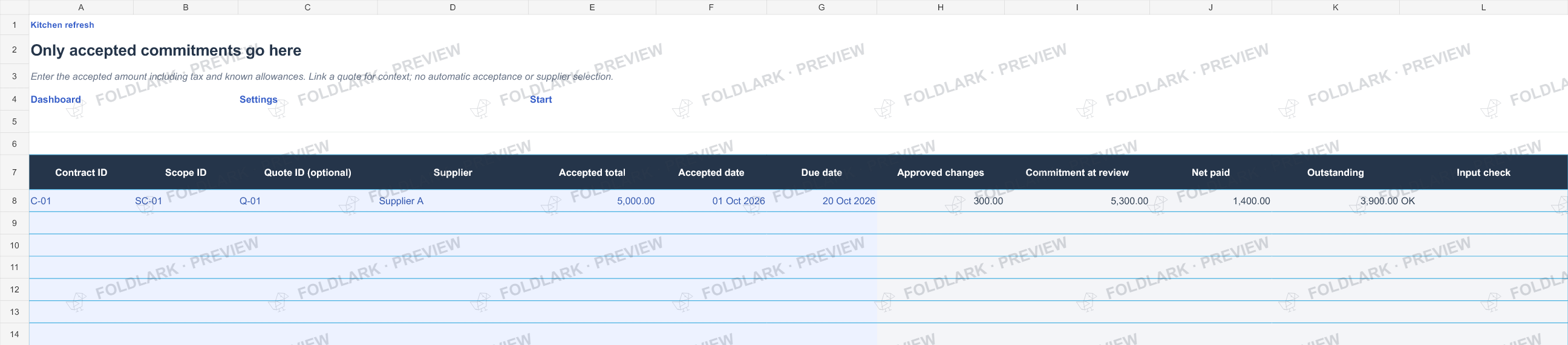 Contracts: actual marked preview