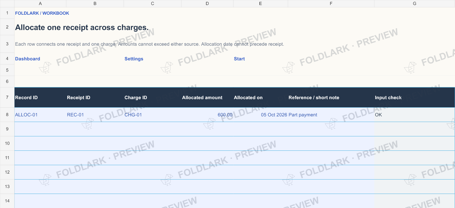 Allocations: actual marked preview