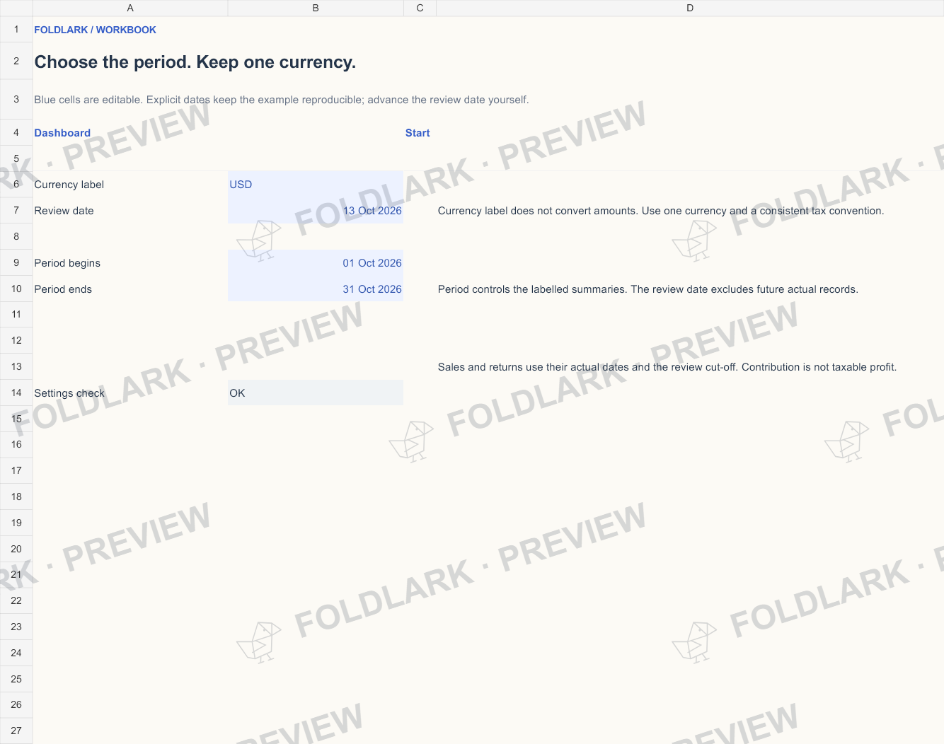 Settings: actual marked preview