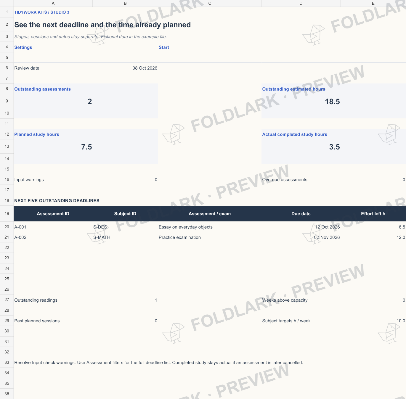 Dashboard: actual marked preview