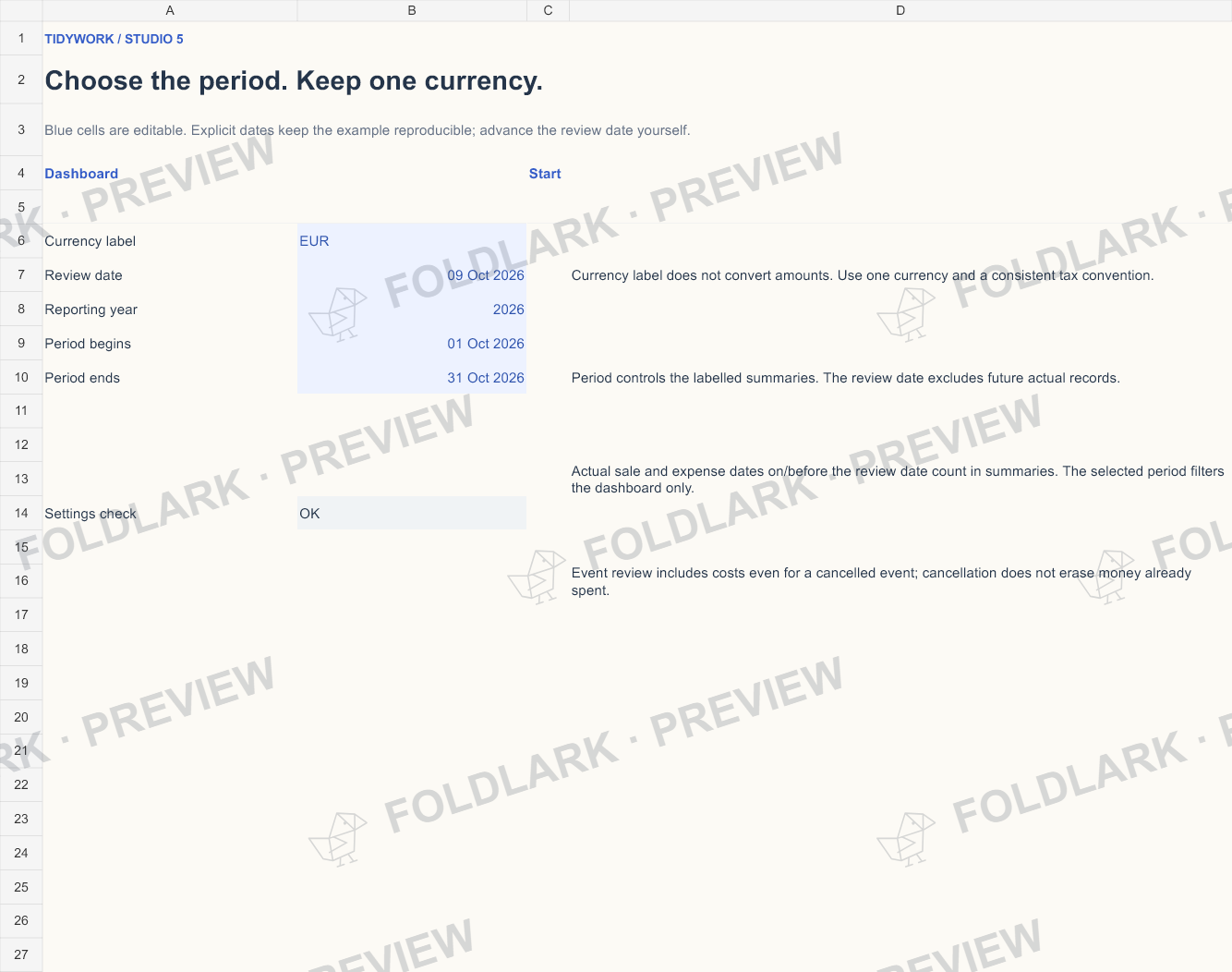 Settings: actual marked preview