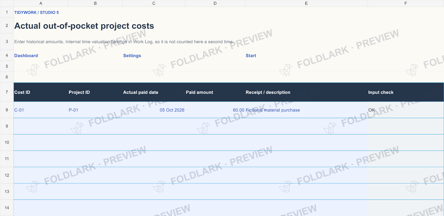 Costs: actual marked preview