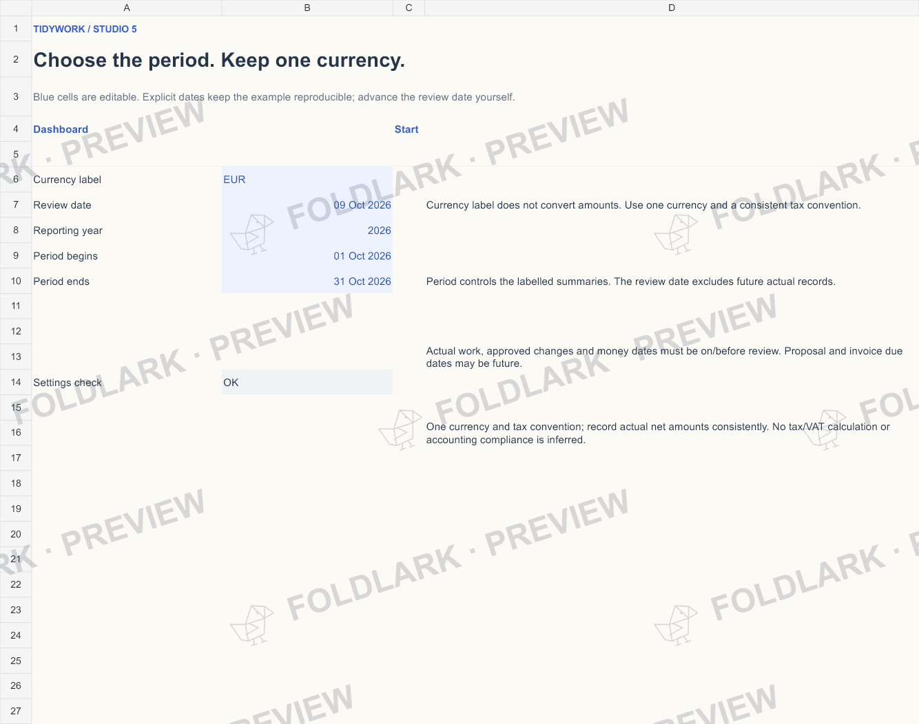 Settings: actual marked preview