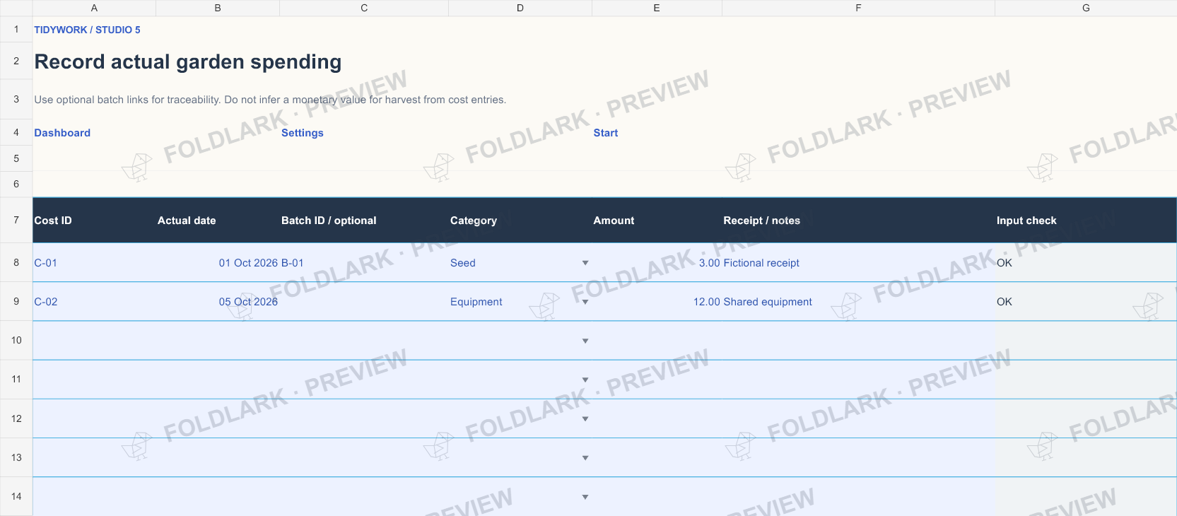 Costs: actual marked preview