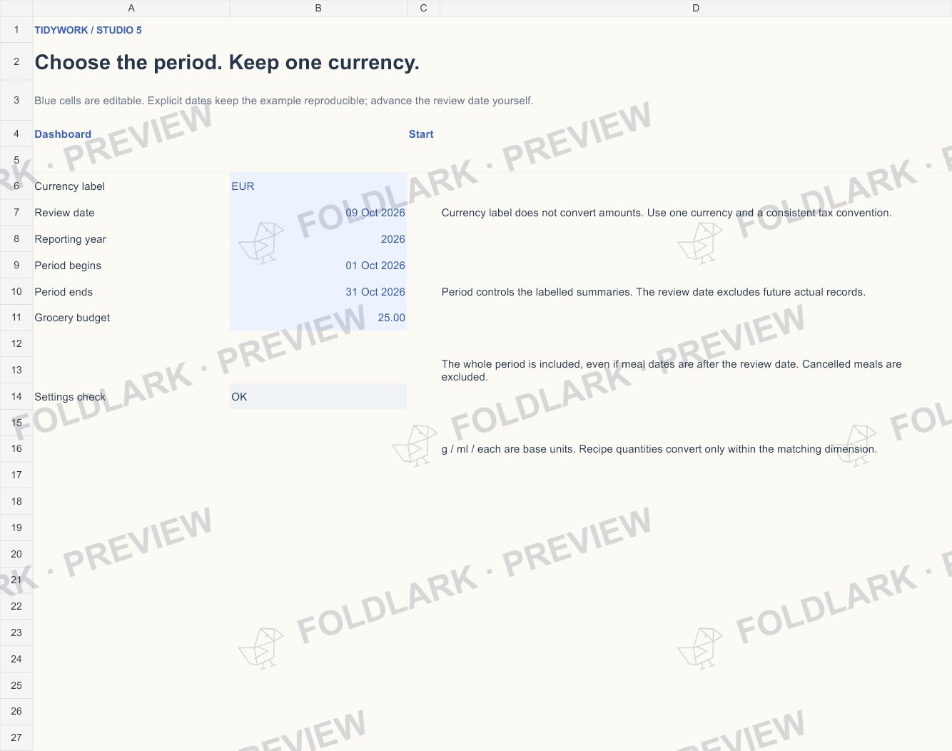 Settings: actual marked preview