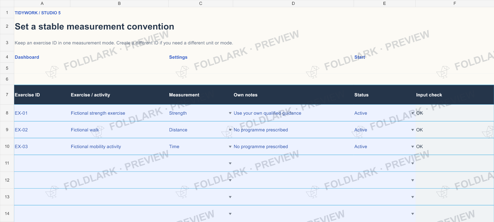 Exercises: actual marked preview