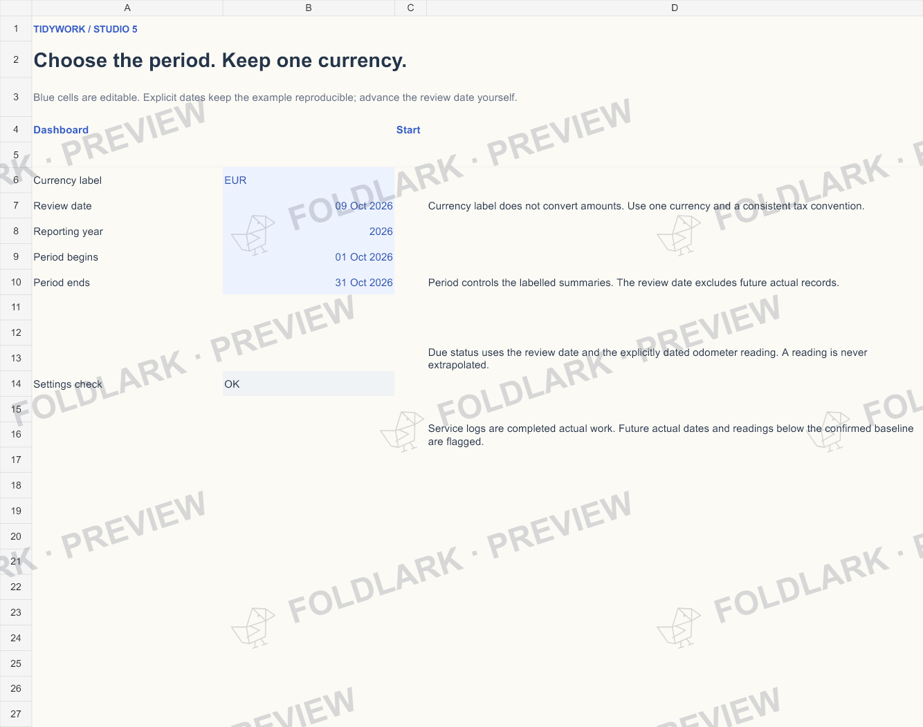 Settings: actual marked preview