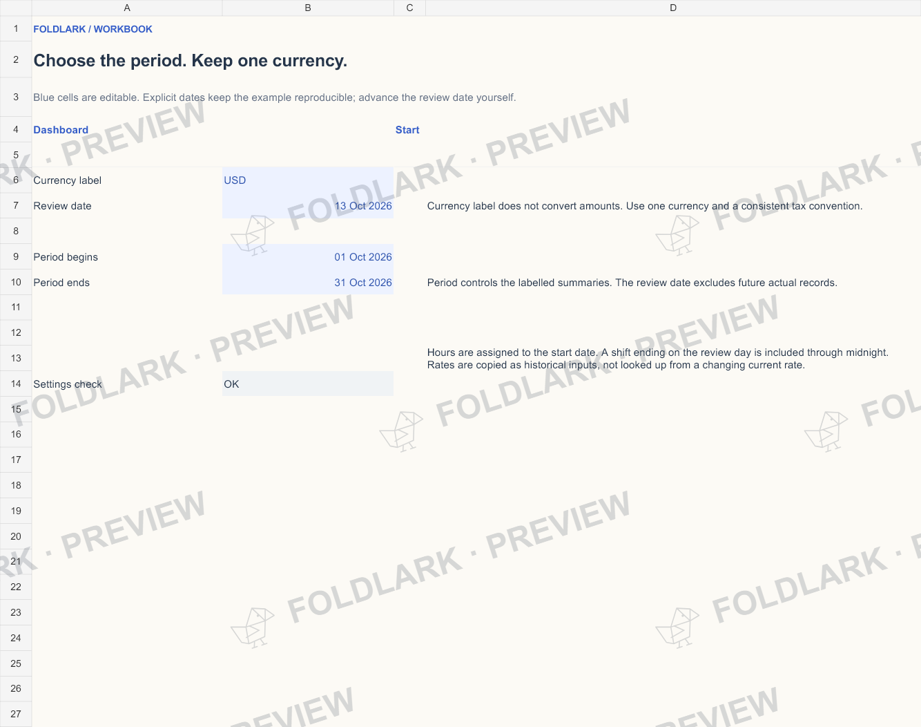 Settings: actual marked preview