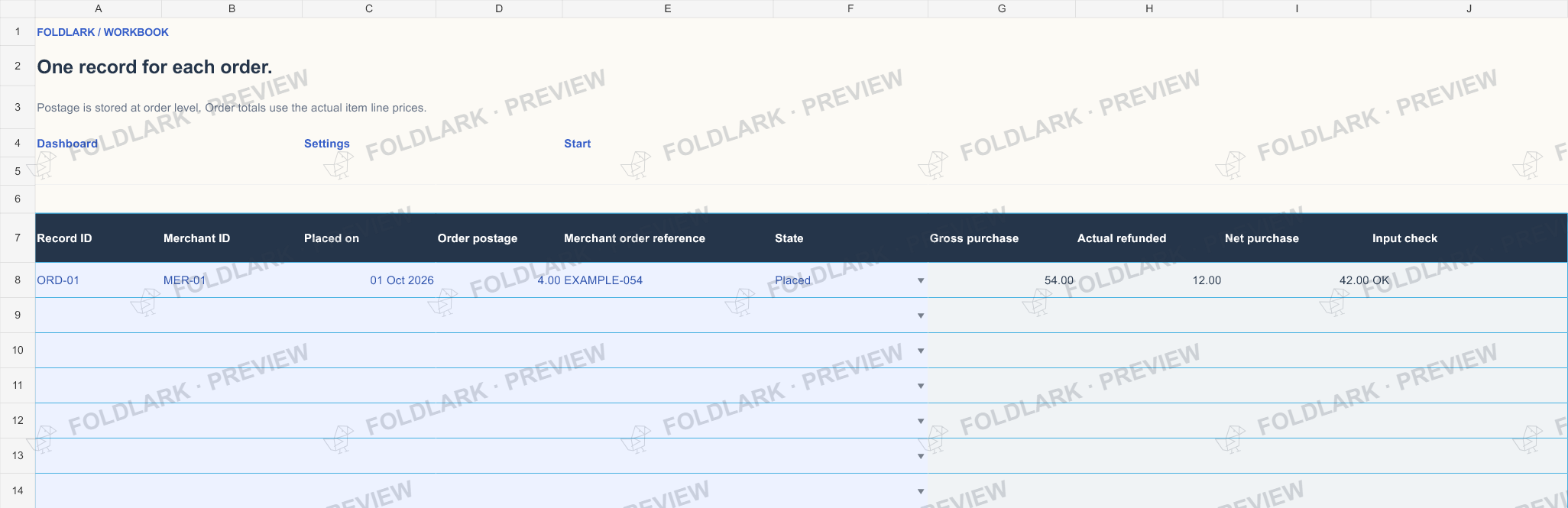 Orders: actual marked preview