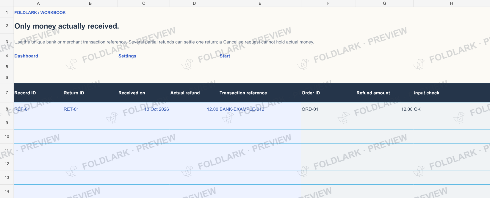 Refunds: actual marked preview