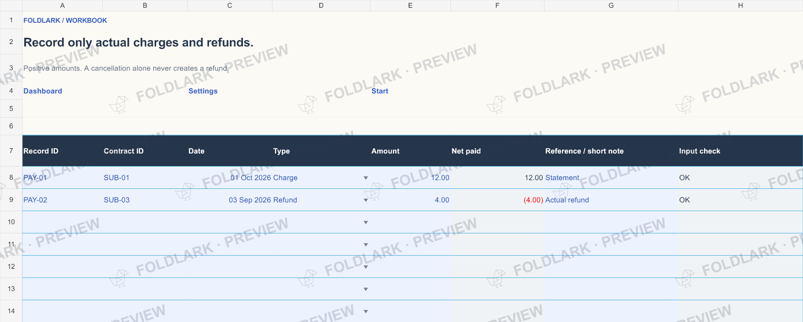 Payments: actual marked preview
