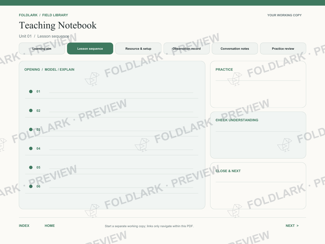 Lesson sequence: actual marked preview
