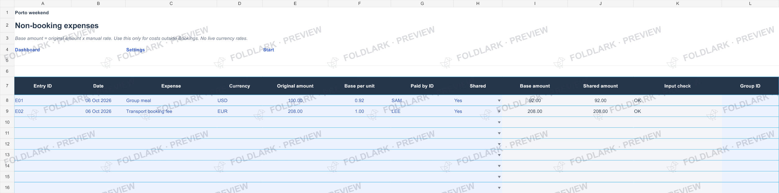 Expenses: actual marked preview