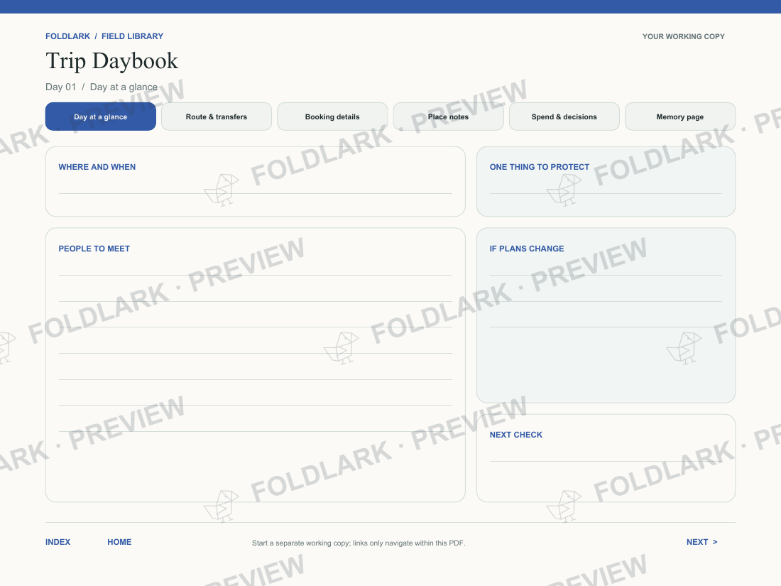 Day at a glance: actual marked preview