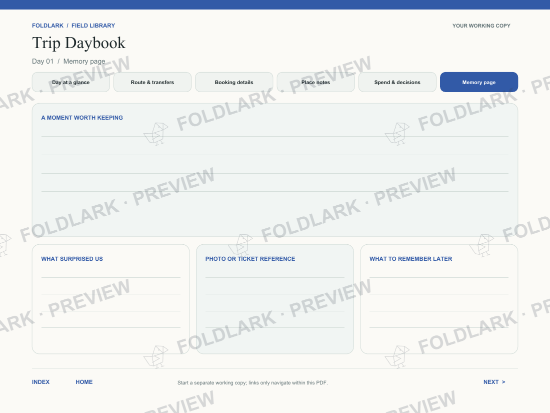 Memory page: actual marked preview